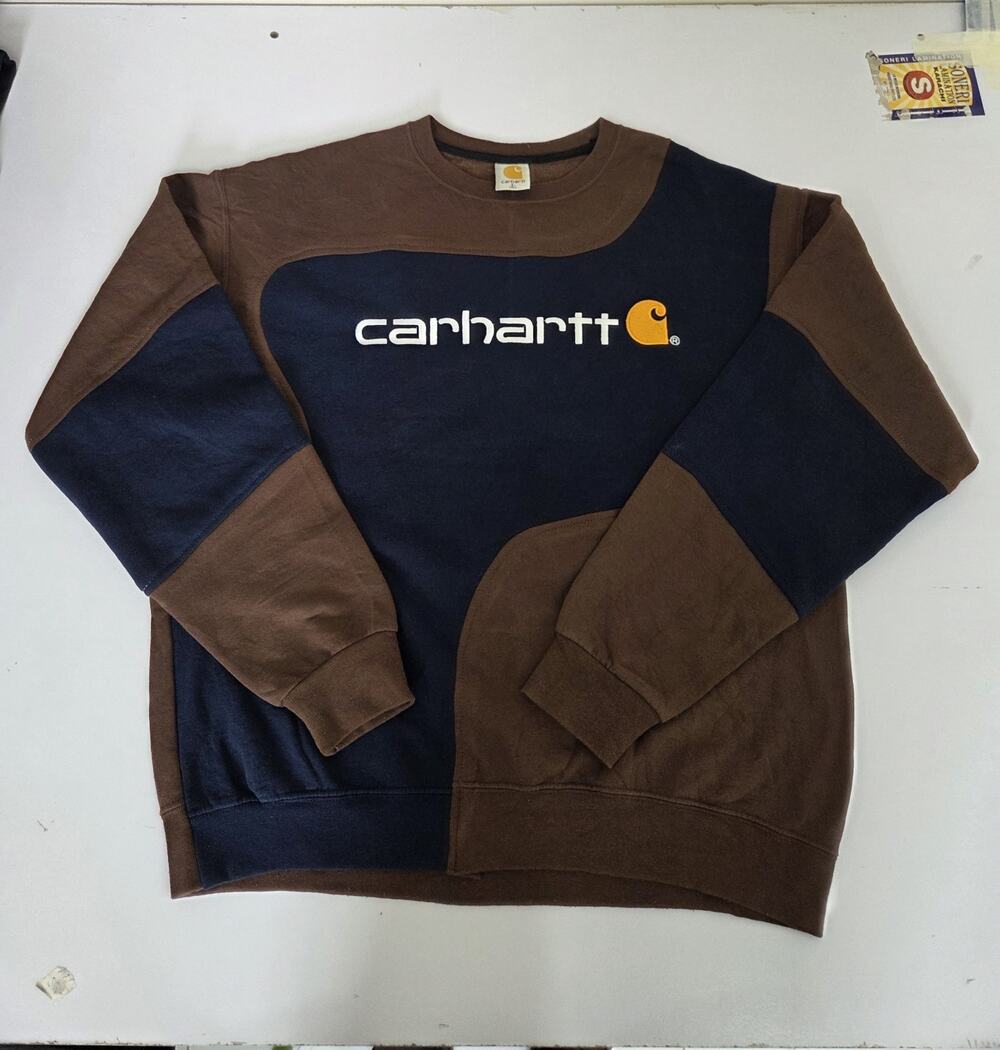 Vintage Carhartt Reworked Sweatshirt – Unique Upcycled Paneled Jumper – Size L